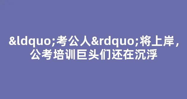 “考公人”将上岸，公考培训巨头们还在沉浮