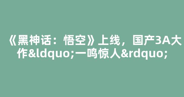 《黑神话：悟空》上线，国产3A大作“一鸣惊人”