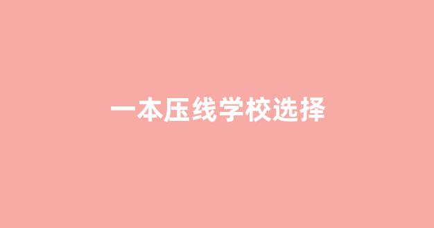 一本压线学校选择