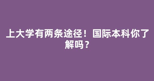 <b>上大学有两条途径！国际本科你了解吗？</b>