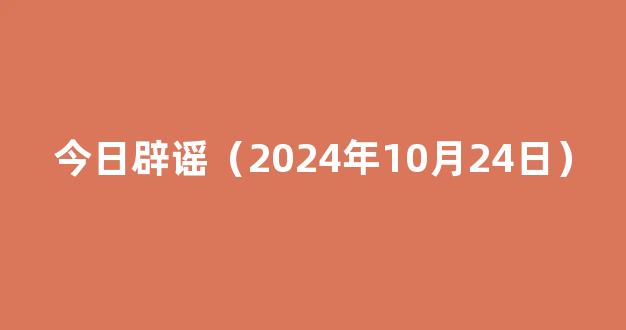 今日辟谣（2024年10月24日）