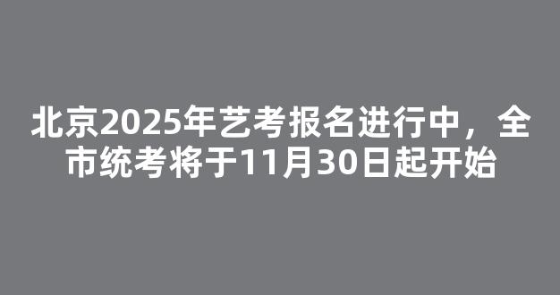 北京2025年艺考报名进行中，全市统考将于11月30日起开始