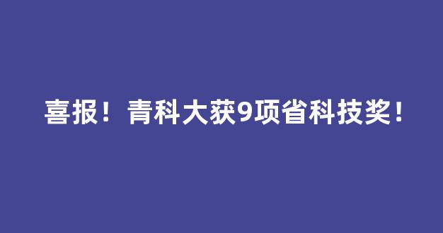 <b>喜报！青科大获9项省科技奖！</b>