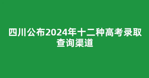 四川公布2024年十二种高考录取查询渠道