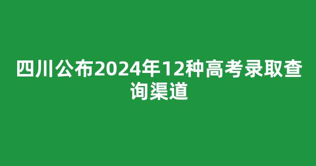 四川公布2024年12种高考录取查询渠道