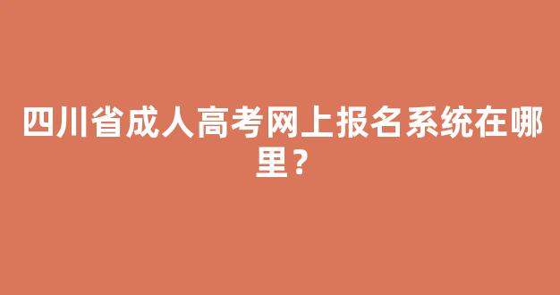 四川省成人高考网上报名系统在哪里？