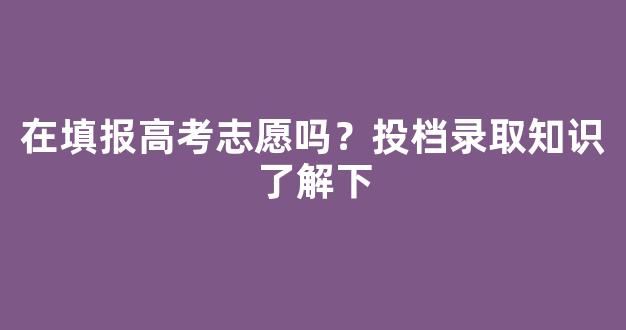 在填报高考志愿吗？投档录取知识了解下