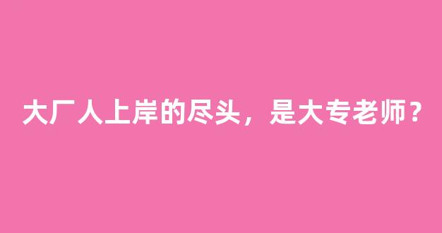 大厂人上岸的尽头，是大专老师？