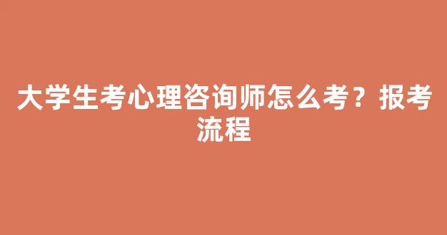 大学生考心理咨询师怎么考？报考流程