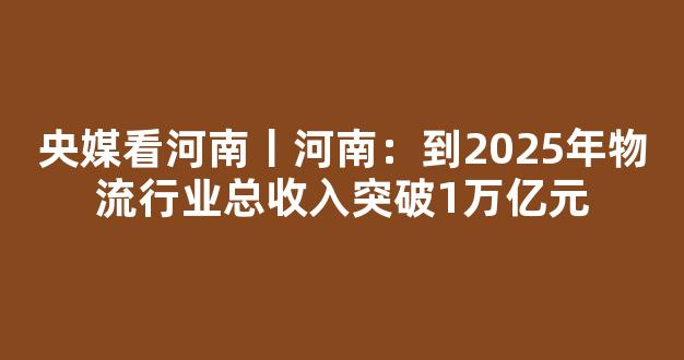 央媒看河南丨河南：到2025年物流行业总收入突破1万亿元