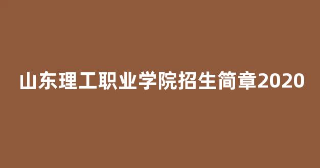 山东理工职业学院招生简章2020