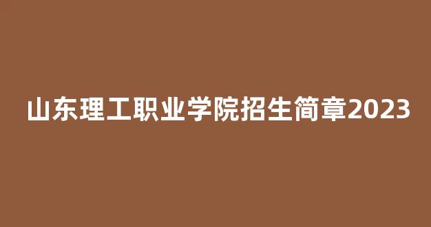 山东理工职业学院招生简章2023