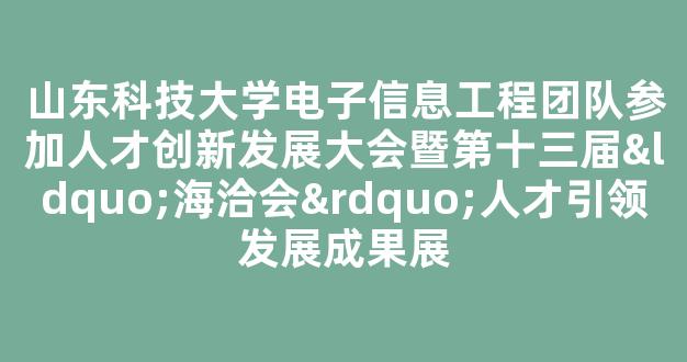 山东科技大学电子信息工程团队参加人才创新发展大会暨第十三届“海洽会”人才引领发展成果展