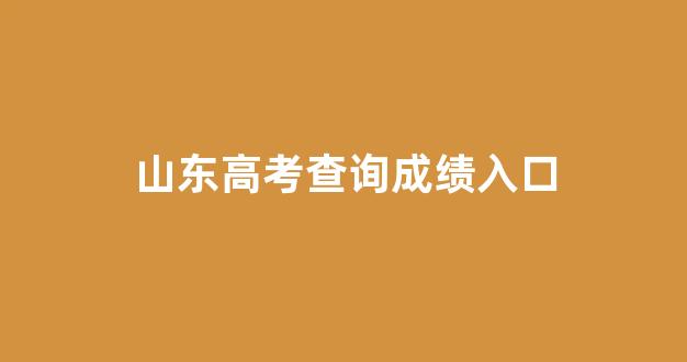 山东高考查询成绩入口