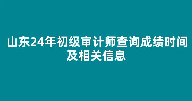 山东24年初级审计师查询成绩时间及相关信息