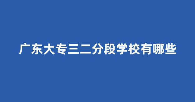 广东大专三二分段学校有哪些