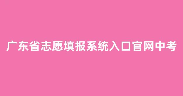 广东省志愿填报系统入口官网中考