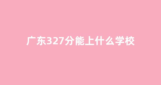 广东327分能上什么学校