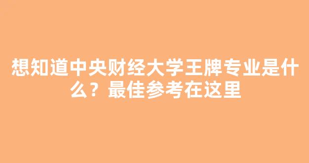 想知道中央财经大学王牌专业是什么？最佳参考在这里