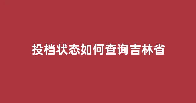 <b>投档状态如何查询吉林省</b>