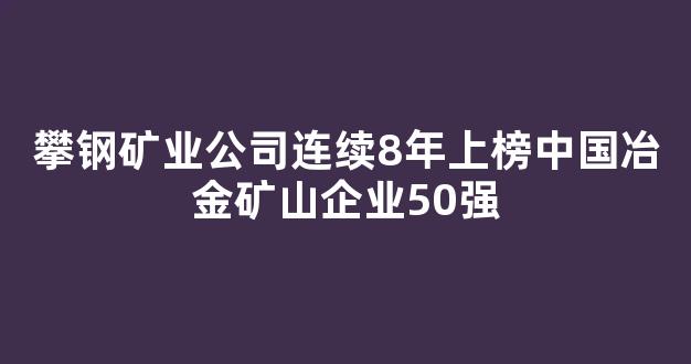 攀钢矿业公司连续8年上榜中国冶金矿山企业50强