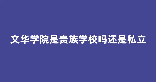 文华学院是贵族学校吗还是私立