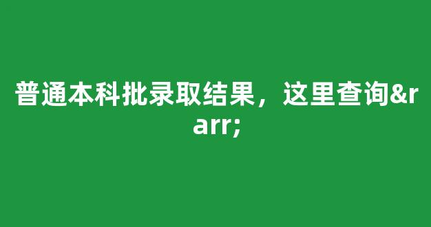 普通本科批录取结果，这里查询→