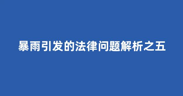 暴雨引发的法律问题解析之五