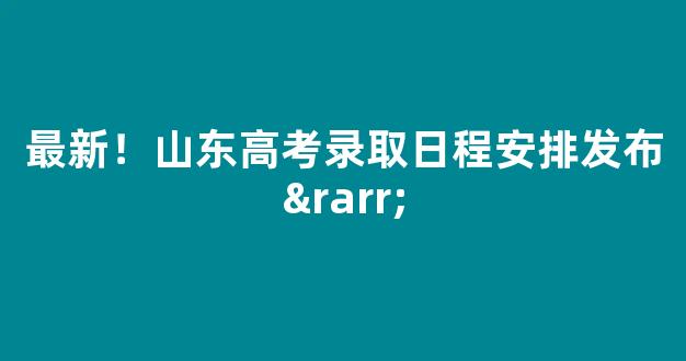 最新！山东高考录取日程安排发布→