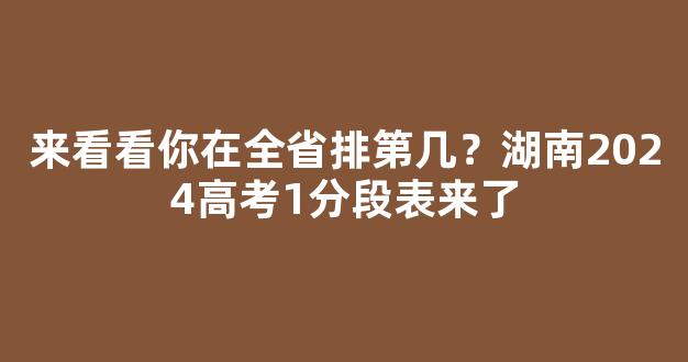 来看看你在全省排第几？湖南2024高考1分段表来了