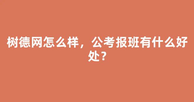 树德网怎么样，公考报班有什么好处？