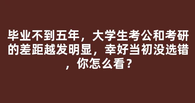 毕业不到五年，大学生考公和考研的差距越发明显，幸好当初没选错，你怎么看？