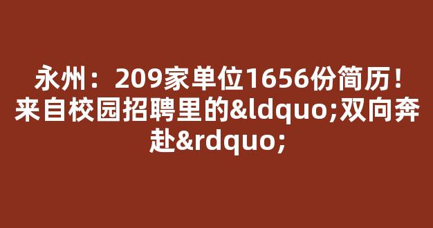 永州：209家单位1656份简历！来自校园招聘里的“双向奔赴”