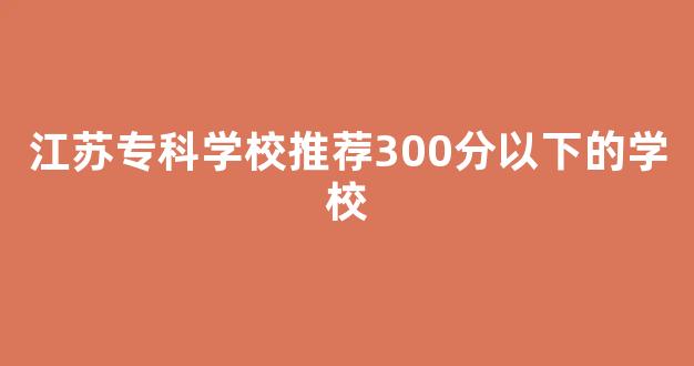 江苏专科学校推荐300分以下的学校