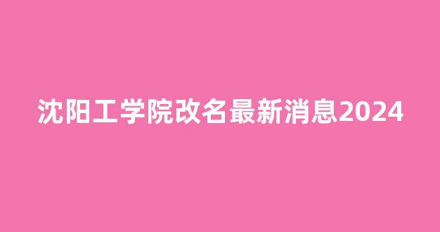 沈阳工学院改名最新消息2024