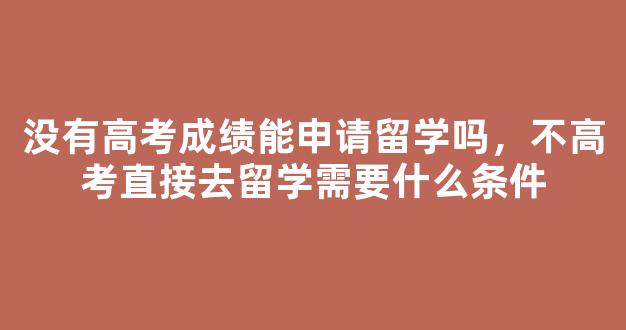 没有高考成绩能申请留学吗，不高考直接去留学需要什么条件