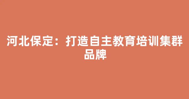 河北保定：打造自主教育培训集群品牌