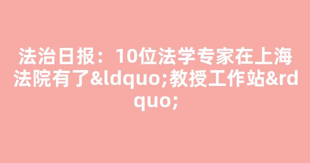 法治日报：10位法学专家在上海法院有了“教授工作站”