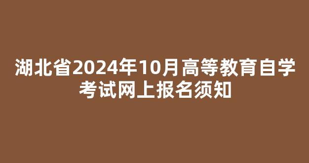 湖北省2024年10月高等教育自学考试网上报名须知