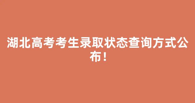 湖北高考考生录取状态查询方式公布！