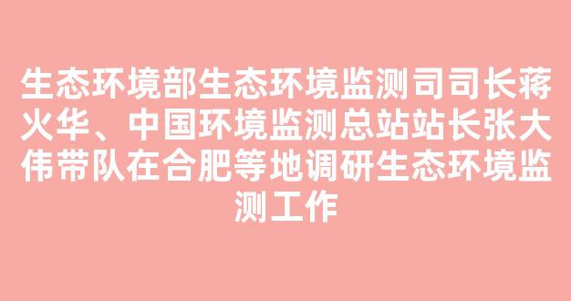 生态环境部生态环境监测司司长蒋火华、中国环境监测总站站长张大伟带队在合肥等地调研生态环境监测工作