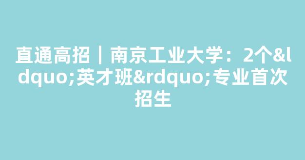 直通高招｜南京工业大学：2个“英才班”专业首次招生