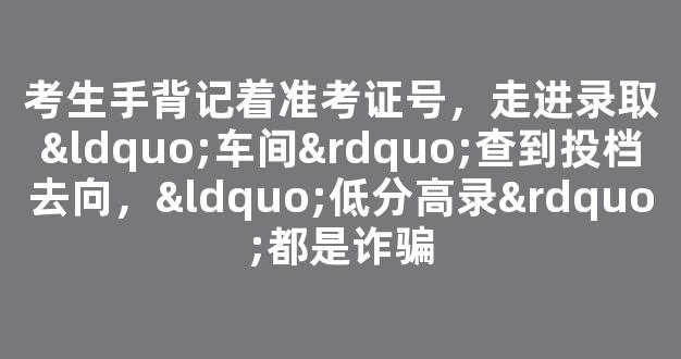 考生手背记着准考证号，走进录取“车间”查到投档去向，“低分高录”都是诈骗