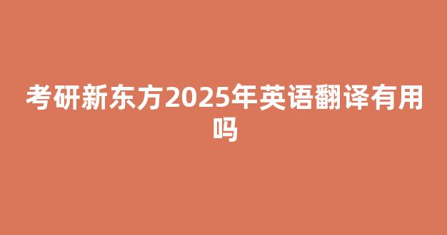 考研新东方2025年英语翻译有用吗