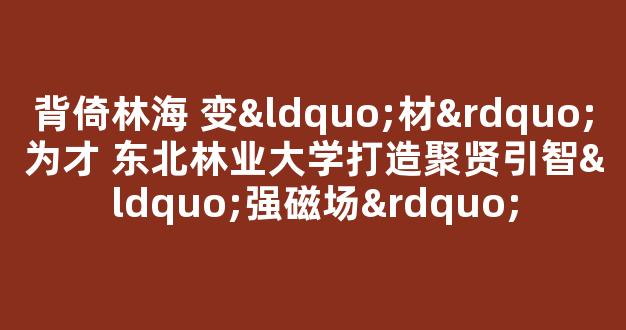 <b>背倚林海 变“材”为才 东北林业大学打造聚贤引智“强磁场”</b>