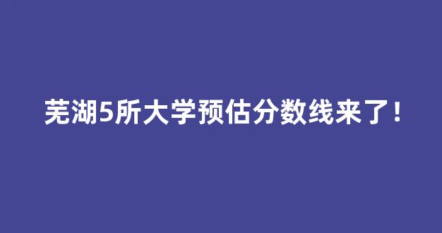 芜湖5所大学预估分数线来了！