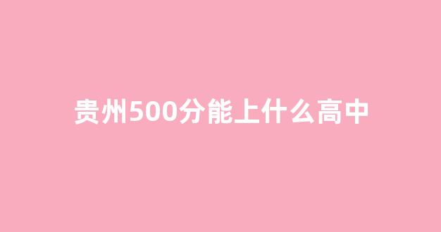 贵州500分能上什么高中