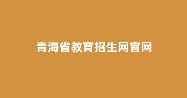 青海省教育招生网官网