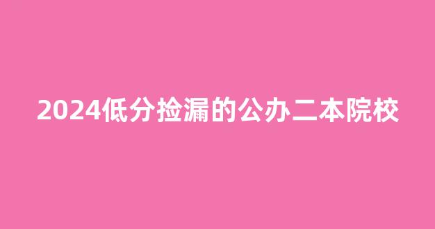 2024低分捡漏的公办二本院校