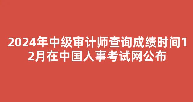 2024年中级审计师查询成绩时间12月在中国人事考试网公布